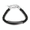 OPK GS1552 Stainless Steel Onyx Beaded Bracelet, Color: Black