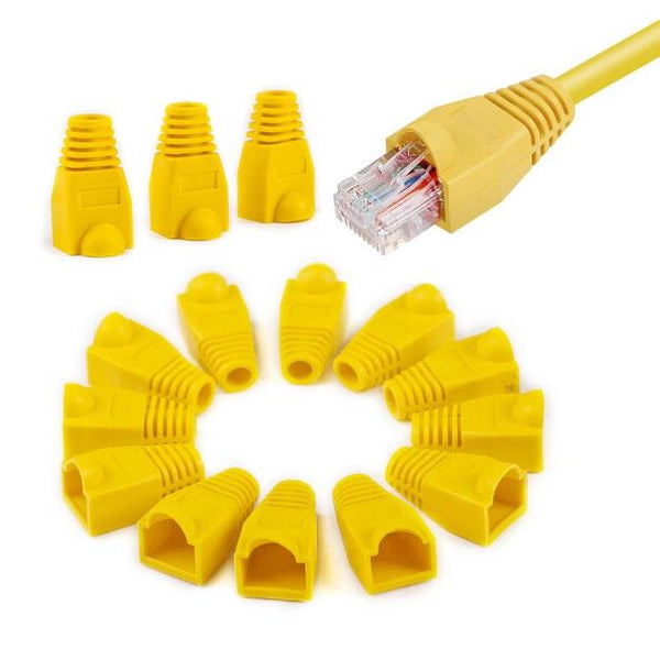 Network Cable Boots Cap Cover for RJ45, Yellow (100 pcs in one packaging , the price is for 100 pcs)(Yellow)