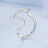 BSR314 Sterling Silver S925 Simple Geometric Wavy White Gold Plated Zircon Ring(No.6)
