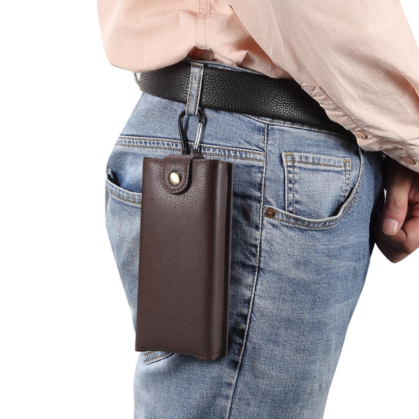 Litchi Texture Waist Belt Wallet Bag For Folding Screen Phone(Brown)