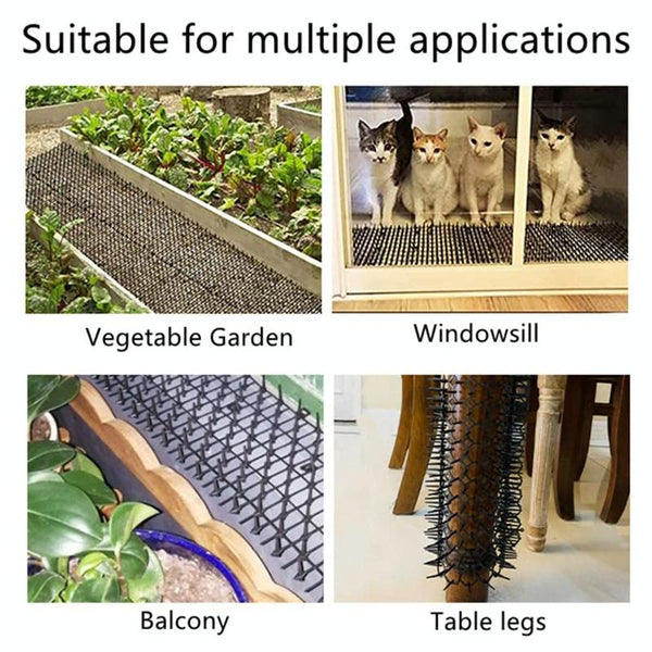 12pcs / Box Anti-Cats Barbed Spike Net Mat Sofas Gate Garden Cats Repellent Tool, Style: Without Screw(Black)