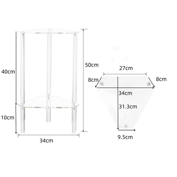 Acrylic Polygon Dual Layer Table Bedside Storage Rack(Transparent)