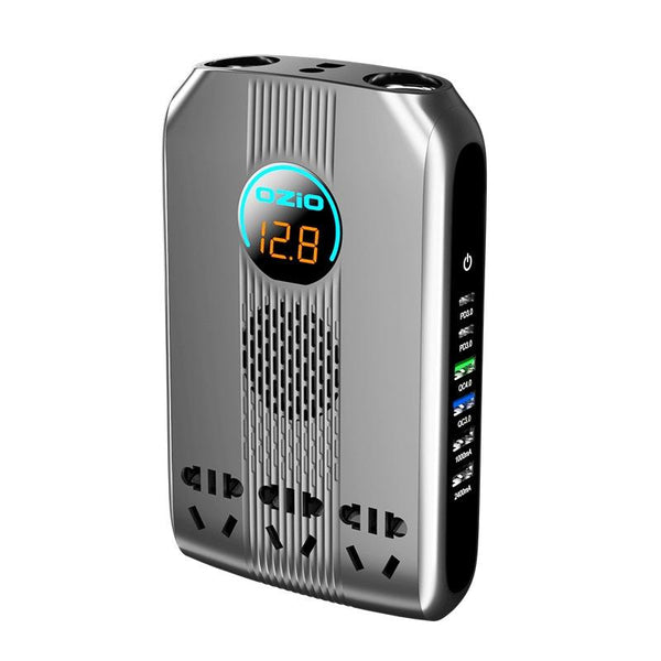 Ozio K30-S 12V 300W Smart Car LED Digital Display Power Inverter Converter, High-end Sedan Version(Silver)