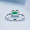 BSR461-7 S925 Sterling Silver White Gold Plated Light Luxury Green Diamond Ring Hand Decoration
