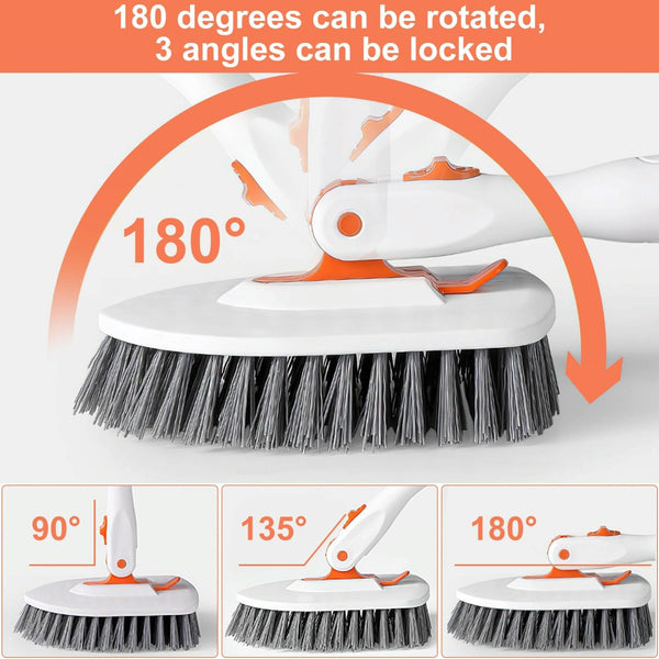 Shower Cleaning Brush With 52 Inch Adjustable Handle Tub Tile Scrubber Brush, Spec: Set 5