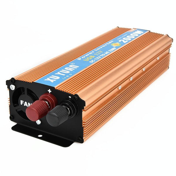 XUYUAN 2000W Inverter with USB Positive And Negative Reverse Connection Protection, Specification: Gold 12V to 110V