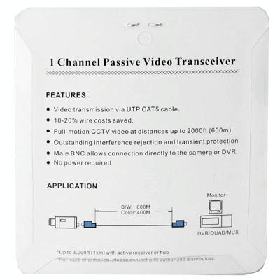 2x CCTV Video Balun over CAT5/6 600m - Grey