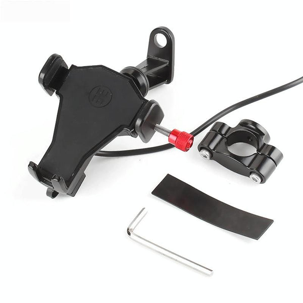 360 Degree Rotating Motorcycle Mobile Phone Holder with USB charger, Suitable for 3.5-6.6 inch Phones