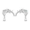 BSE747 Sterling Silver S925 White Gold Plated Feather Drop Zirconia Stud Earrings