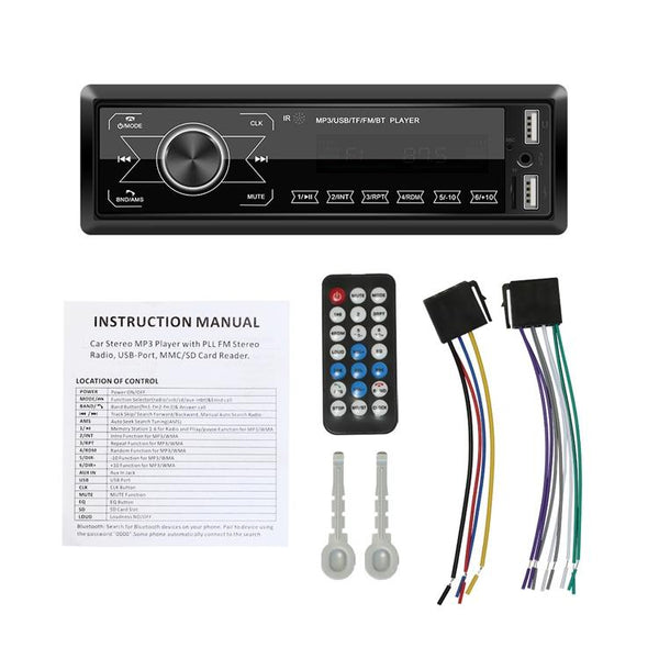 A2818 Car Bluetooth Speakerphone Car MP3 Player Function Touch Double U Disk Colorful Lights Radio, Specification: Standard+8G Memory Card