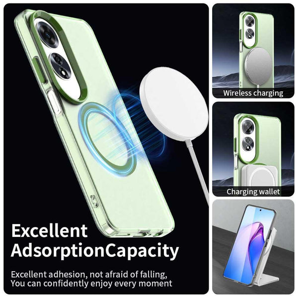 For OPPO A60 Global Candy Magsafe PC Hybrid TPU Phone Case(Green)