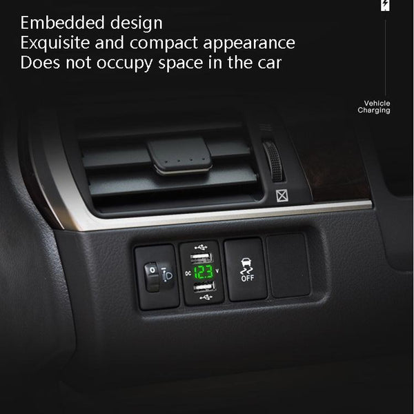 Car Charger Original Hole Non-Destructive Modification Of Dual Usb Car Charger With Line Suitable For Toyota(FTWU Blue Light)