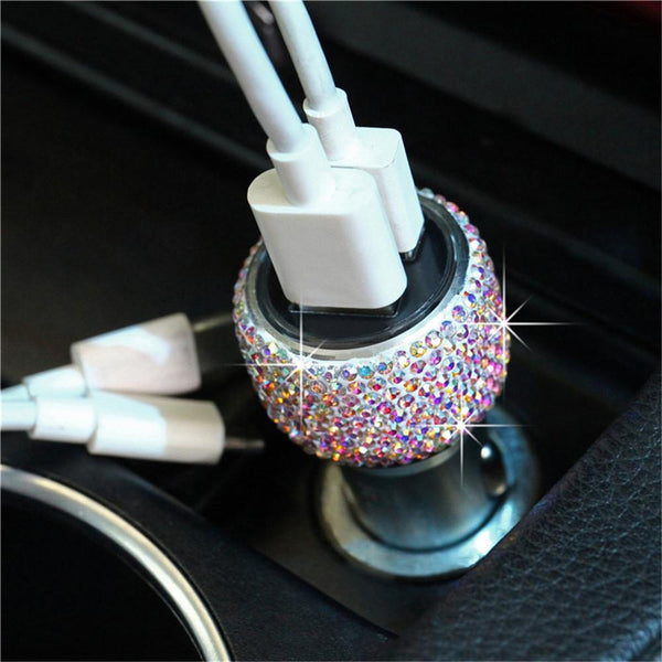 Car Diamond Aluminium Alloy QC3.0 Dual USB Quick Charger(Colour)