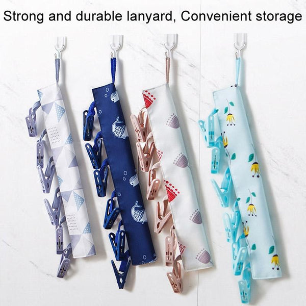 Multi Clip Portable Fabric Clothes Hanger Multifunctional Folding Fabric Clothes Clip Hangers, Color: Lattice