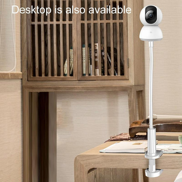 50cm White No-Drill Security Camera Mount - Adjustable Clamp, 360° Rotation
