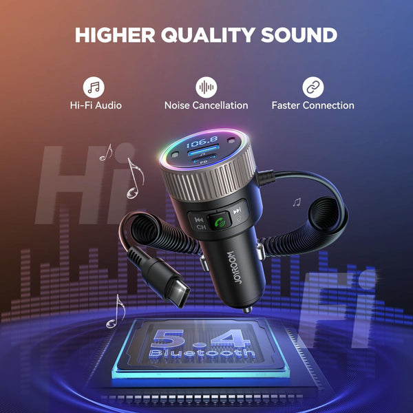 JOYROOM JR-CCB02 Car Bluetooth 5.4 Wireless Transmitter MP3 Player(Black)