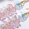 E2204-5 Pink Transparent Scattered Natural Crystal Handmade Earrings Zircon Long Earrings