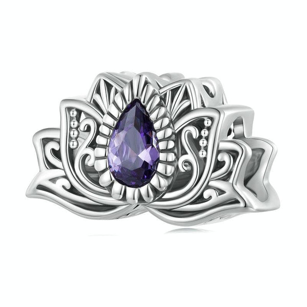 SCC2456 Sterling Silver S925 Zircon Hollow Lotus Bracelet Beads