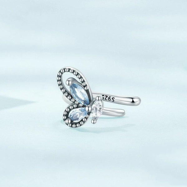SCE1544 Sterling Silver S925 Butterfly Zircon Single Ear Cuff