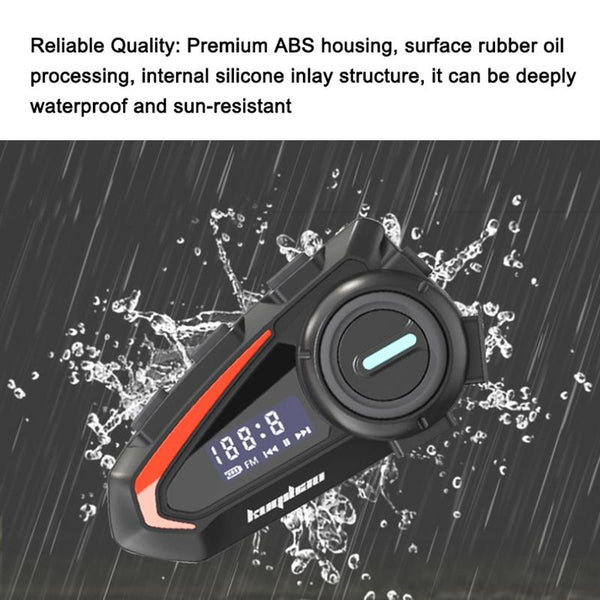 KUQIBAO Motorcycle Helmet Waterproof Bluetooth Headset With Screen(Soft Microphone)