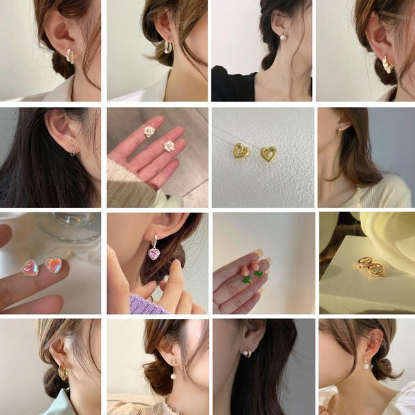 Shell Double Layer Earrings with Diamond Earrings, Color: EH1395