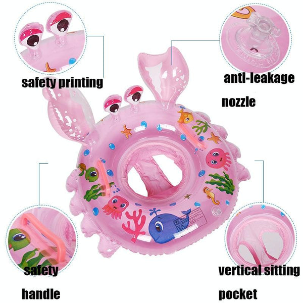 Crab Shape Baby Swimming Ring Sitting Ring Inflatable Float Ring(Pink)