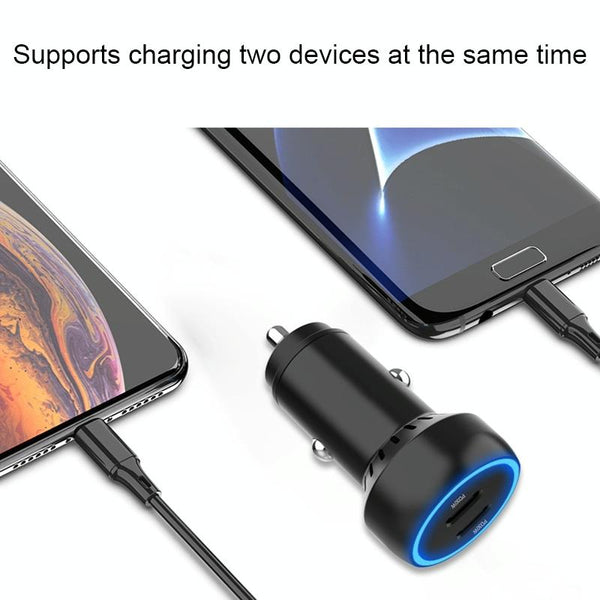 IBD352 Aluminum Alloy Dual Interface Car Charger, Spec: QC3.0 18W+PD 3.0 20W