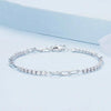 BSB102 Sterling Silver S925 Sparkling Mosaic White Gold Plated Square Zircon Bracelet