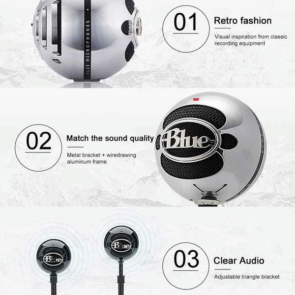 Logitech Blue Snowball-ice USB Condenser Anchor Recording Microphone (Black)
