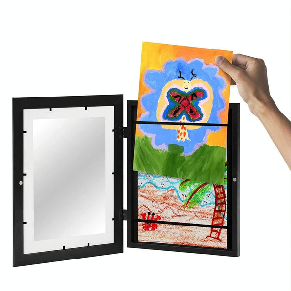 Plastic Children Art Frames Magnetic Front Open Frametory for Poster Photo Drawing Paintings Pictures(Black)