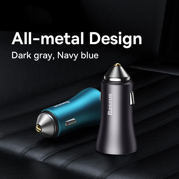 Baseus CCJDZ-MU 60W Dual USB Fast Charging Car Charger(Navy Blue)