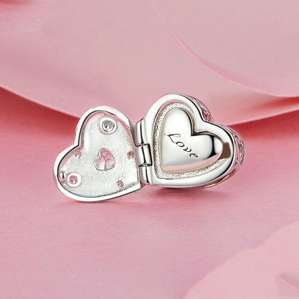 S925 Sterling Silver Platinum-plated Valentine Day Love Opening Closing DIY Beads(BSC973)
