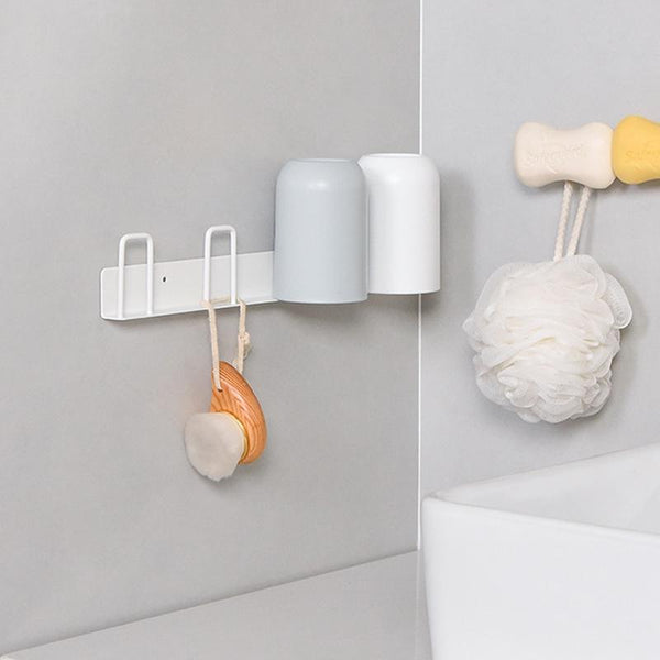 Household Glass Cup Holder Inverted Cup Hanger Bar Free Hole Wall Mounted Drainage Mug Shelf, Color: 4 Position (White)
