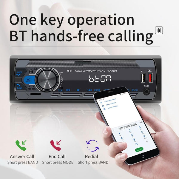 A3032 Car Bluetooth MP3 Player ISO Interface EQ Sound Effect Fast Charge Colorful Button Radio(Black)