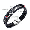 OPK 1354 Titanium Steel Men Leather Hand Ring Personal Multi-Layered Woven Bracelet