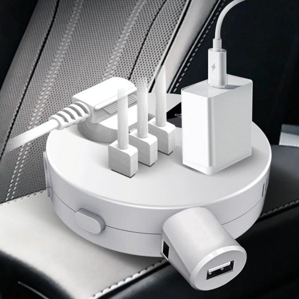 QC3.0 Car 12V 24V To 110V 220V Multi-function Inverter(White Round)