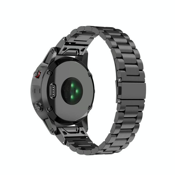 For Garmin Fenix5/Forerunner935/Garmin Approach S60 3-Beads Stainless Steel Metal Quick Release Watch Band(black)