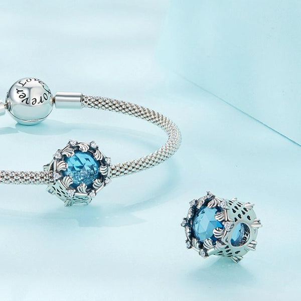 SCC2445 Sterling Silver S925 Sea Wave Flower Zircon Bracelet Beads