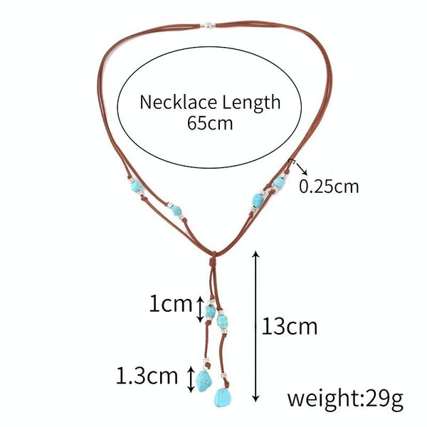 Bohemian Turquoise Natural Stone Sweater Vintage Pendant, Model: N2111-14 Eight Stones