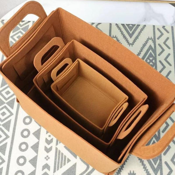 Home Clutter Felt Folding Storage Baskets, Size: Small(Brown)