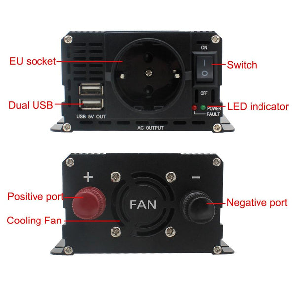 3000W LCD Smart Home Car Inverter 12V To 220V Power Converter