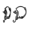 Sterling Silver S925 Diamond Stretch Cat Stretch Earrings, Size: Large Black Gold Plated