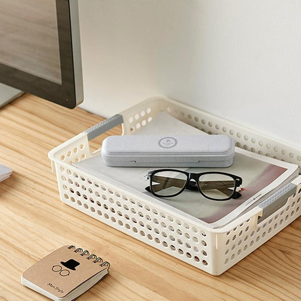 Plastic Storage Basket Desktop Sundry Organizer Frame Toys Kitchen Snacks Storage Box, Style: Deep Small White