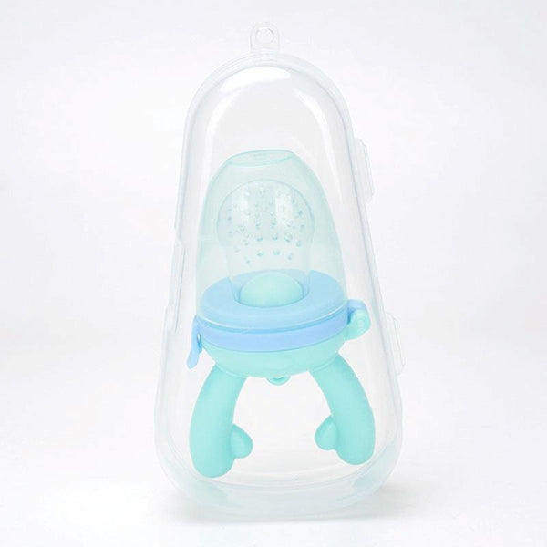 Baby Pacifier Fruit Vegetable Auxiliary Feeder Cute Deer Fruit Bite Pouch Teething Stick, Color: With Box Blue