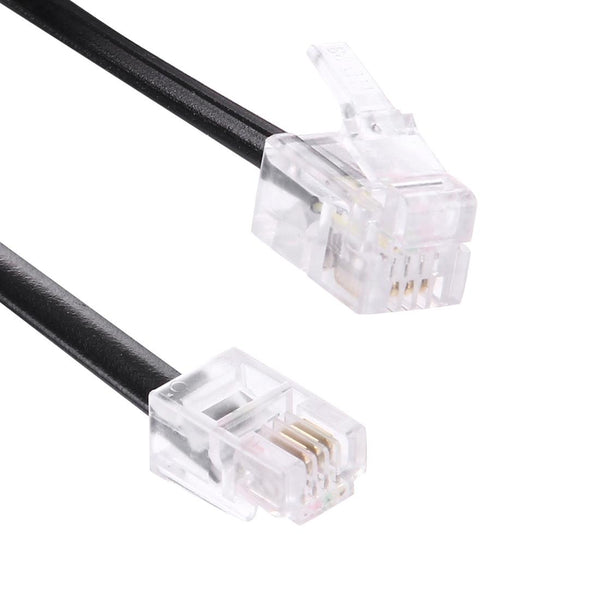 4 Core Male to Male RJ11 Spring Style Telephone Extension Coil Cable Cord Cable, Stretch Length: 2m(Black)