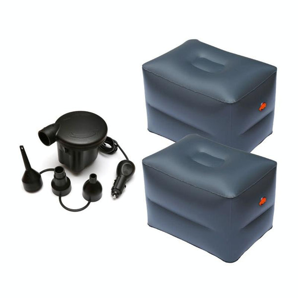 Z55Q1 2 x Large Square Stool + Car Pump Universal Car Travel Inflatable Stool