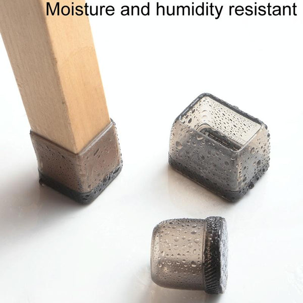 4pcs / Set Thickened Wear-Resistant Table And Chair Leg Covers Household Quiet Non-Slip Stool Foot Protector, Style: Large Rectangular Light Gray