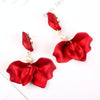 Long Exaggerated Fabric Art Handmade Petal Earrings, Color: E1910-4 Pearl Model