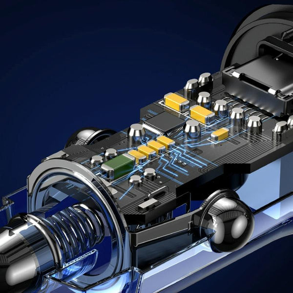 USAMS US-CC164 C32 30W Transparent Dual Port Mini Car Charger(Blue)