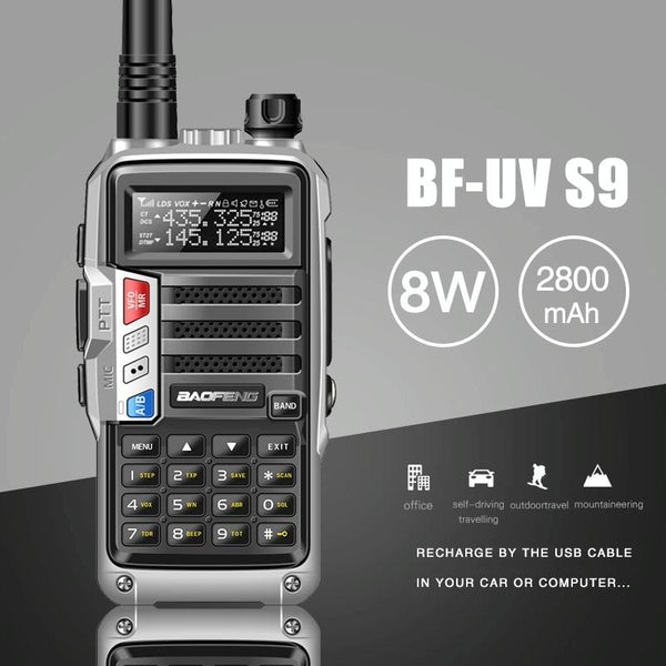 Baofeng BF-UV5R Plus S9 FM Interphone Handheld Walkie Talkie, US Plug (Red)